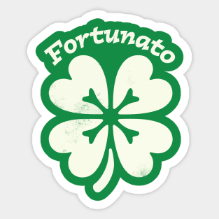 Fortunato Emblem - Distressed Four-Leaf Graphic Design Sticker